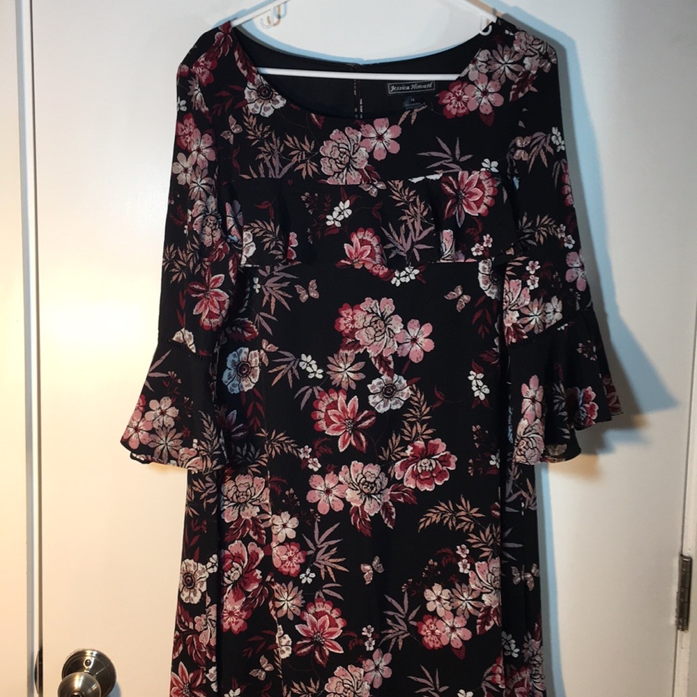 Jessica Howard chiffon flounce Floral A line dress NWT
